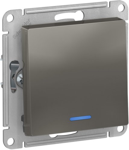Переключатель с подсветкой без рамки Systeme Electric AtlasDesign 1-кл. проходной сталь картинка